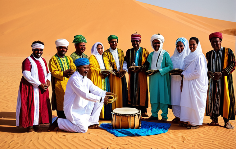 Mauritanian Wedding Ceremony**

"A Mauritanian wedding ceremony in the Sahara desert, vibrant colors, traditional clothing, fully clothed, appropriate attire, safe for work, family-friendly, perfect anatomy, natural proportions, featuring traditional music instruments like drums and flutes, showcasing the joy and celebration, professional photography, high quality."

**